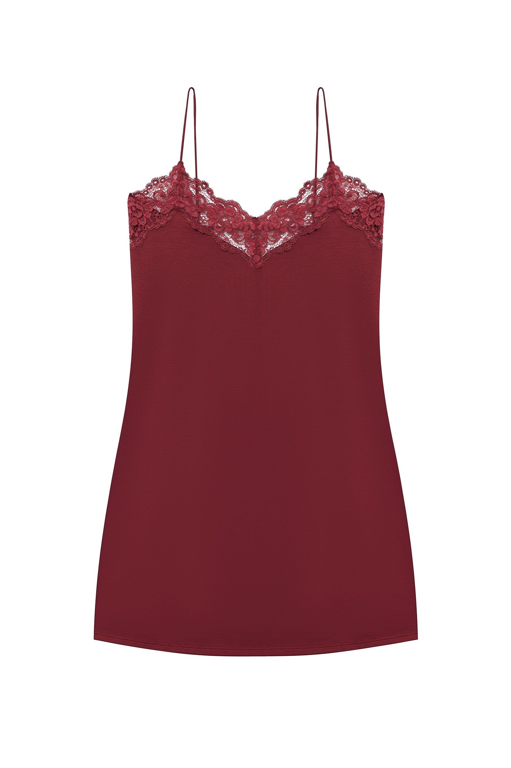 Spitzen-Nachthemd Tencel Lyocell Coco Malou dunkelrot Flatlay