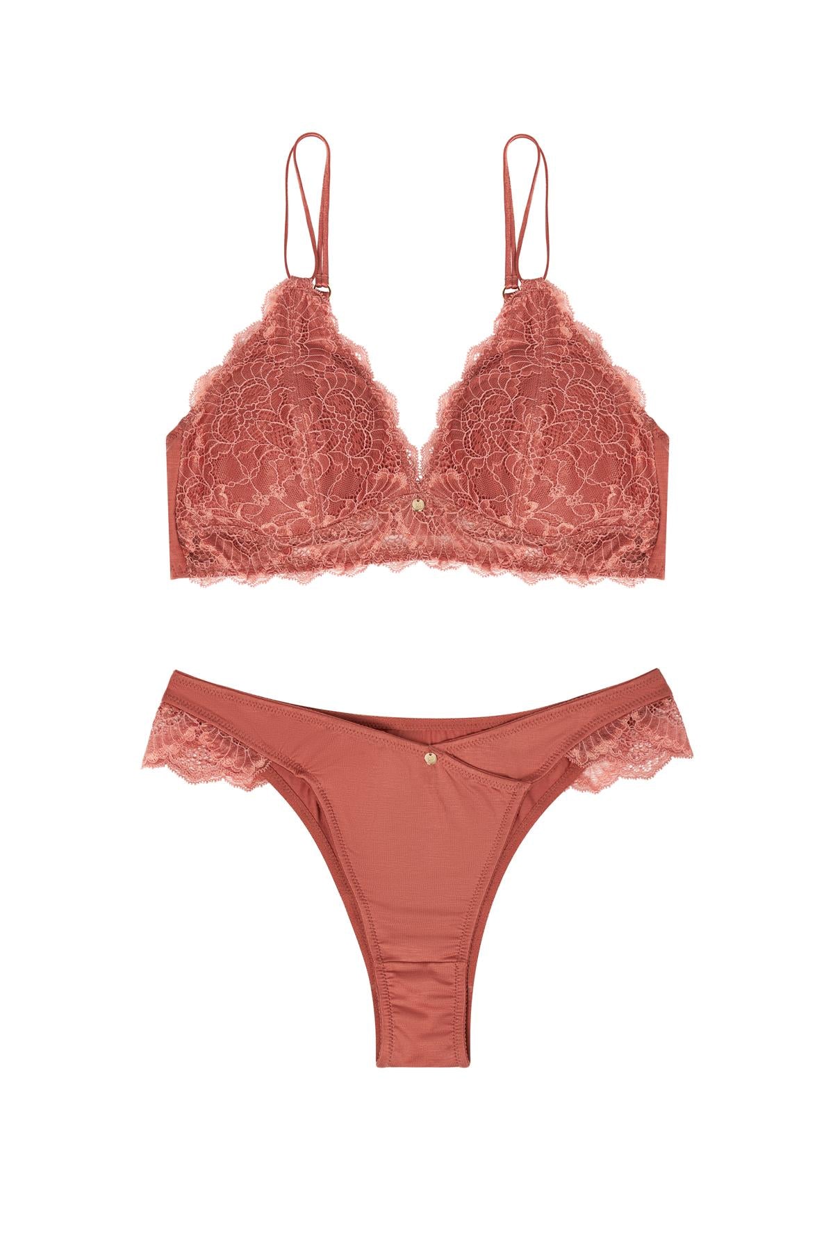 BH mit Pads und doppelten Trägern Spitze sexy nachhaltig terracotta Coco Malou