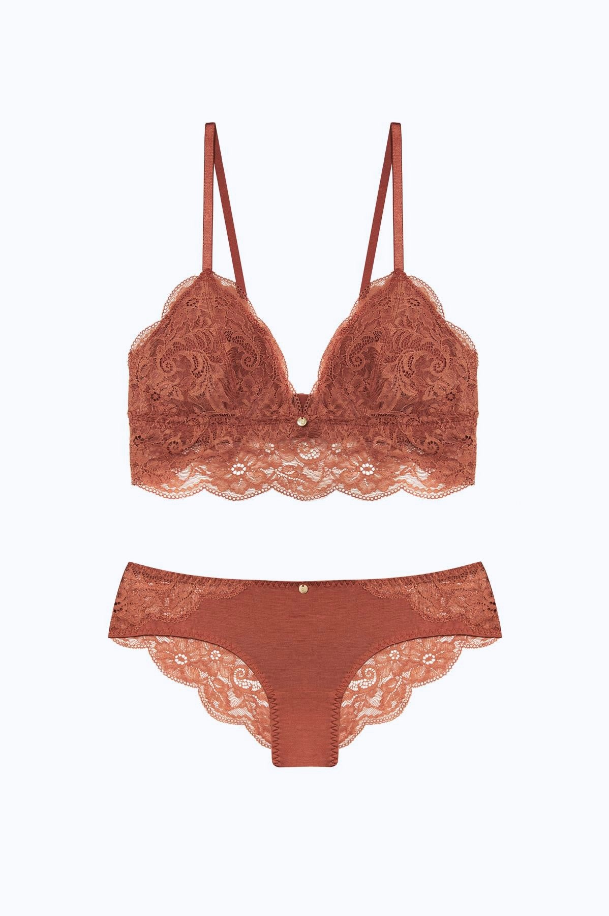 Coco Malou Unterwäsche Bralette mit Tencel und Spitze rostrot