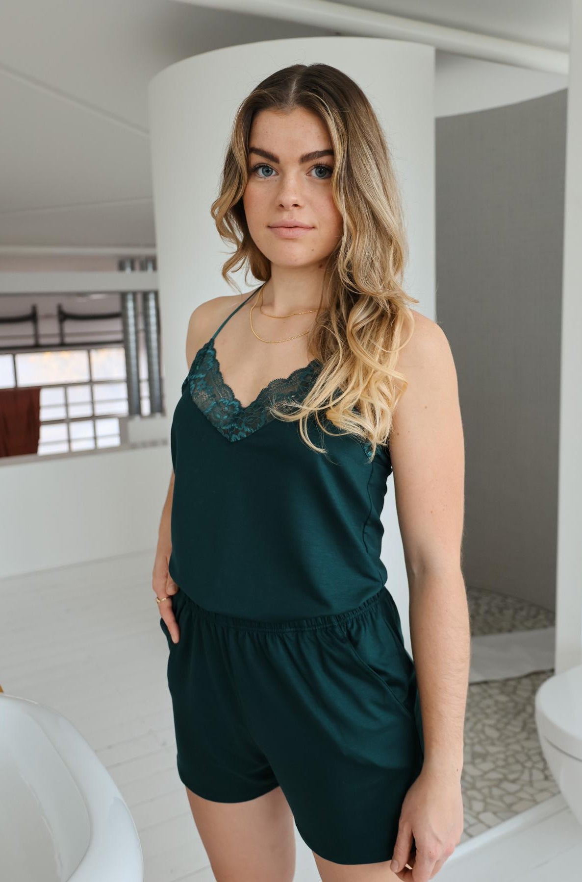 Pyjama Set grün edel hochwertig made in Portugal Izabella