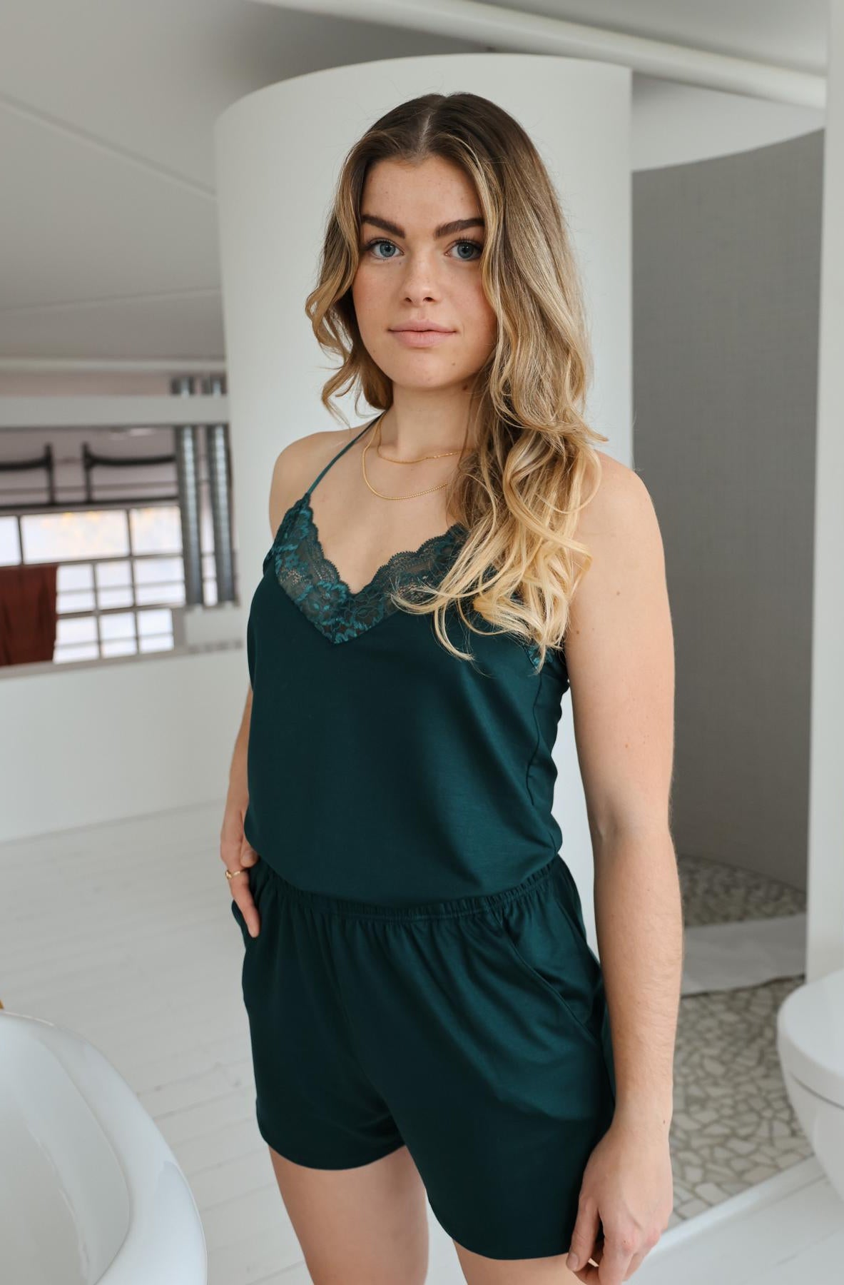 Pyjama Set grün edel hochwertig made in Portugal Izabella