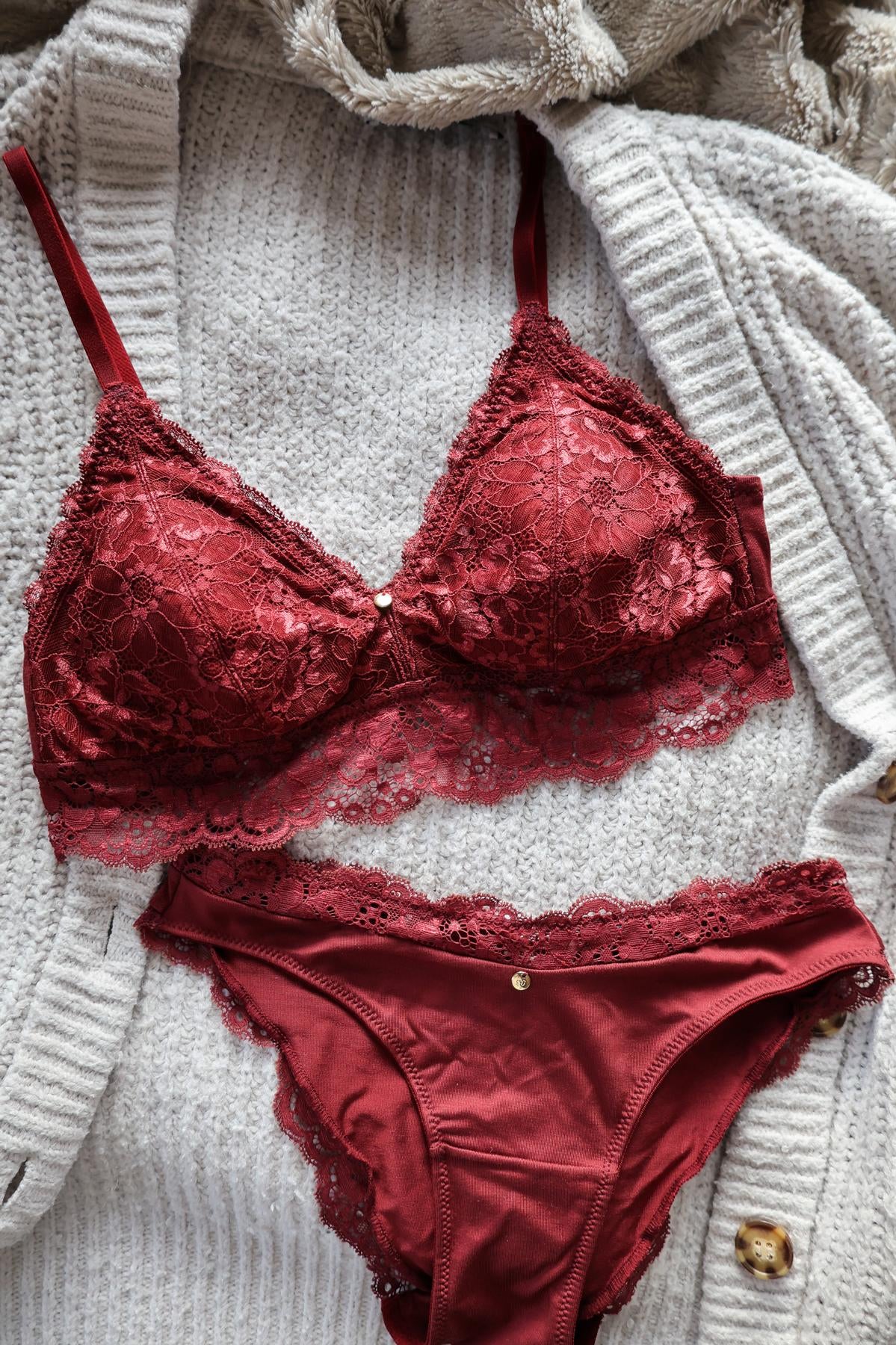 weiche Unterwäsche Tencel Lyocell Spitze rot