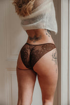 braune Dessous Spitzenslip Panty in braun chocolate Trendfarbe