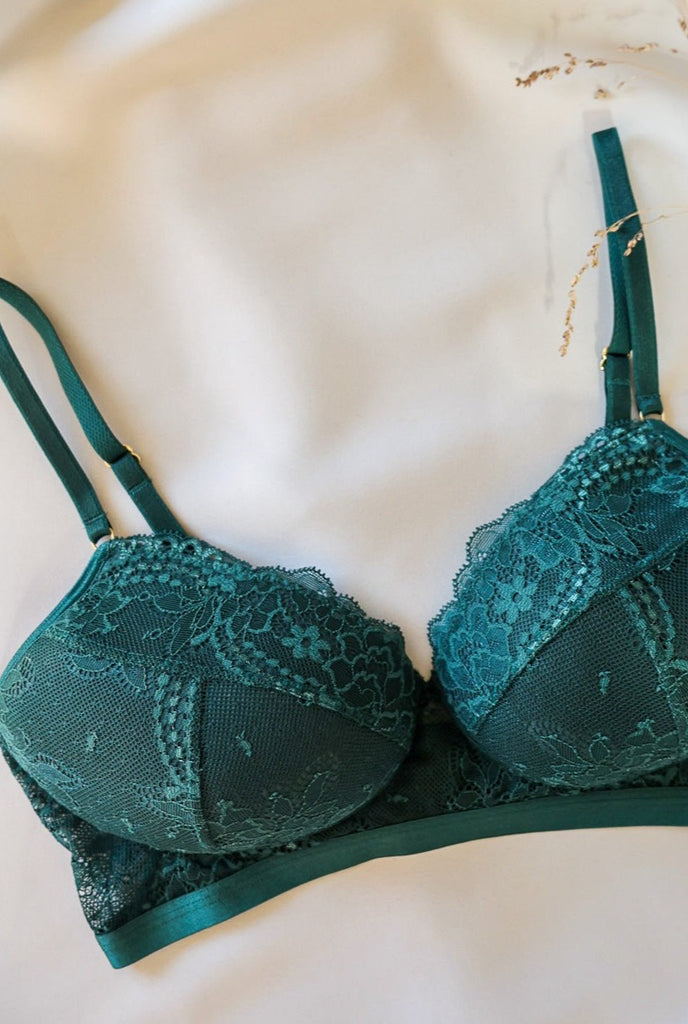 Spitzen-BH grün Coco Malou nachhaltige Unterwäsche Bralette florale Spitze