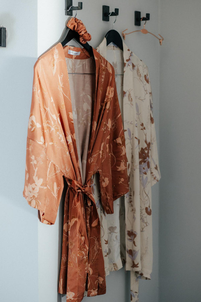 Morgenmantel rotbraun Blumenprint faire Mode Coco Malou